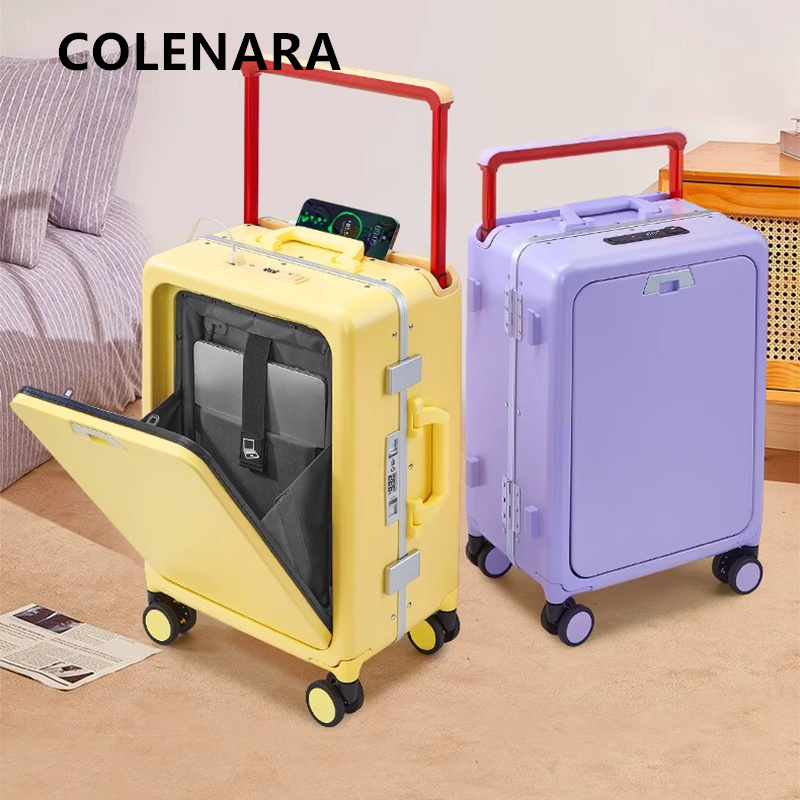Front Opening Laptop Luggage 24 Inch - COLENARA Rolling Luggage Front Opening Laptop