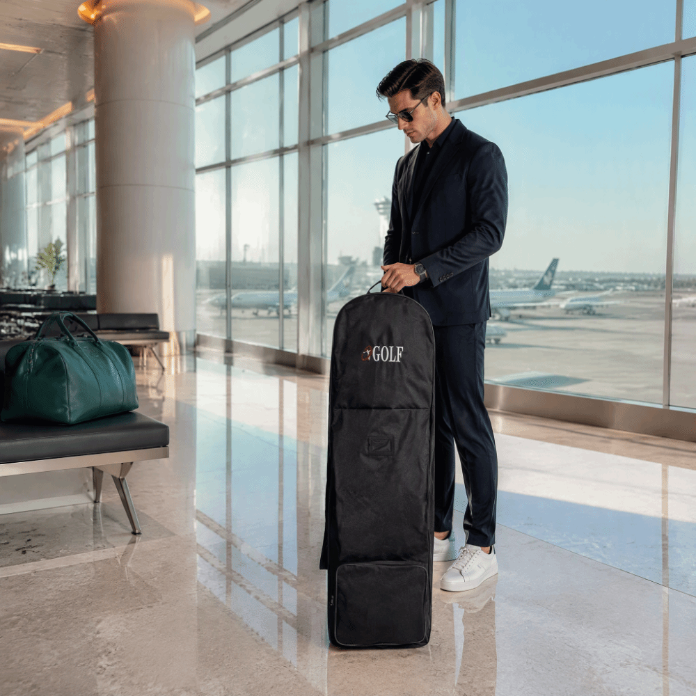 Foldable Rolling Luggage Bag - Black Golf Travel Bag Foldable Rolling