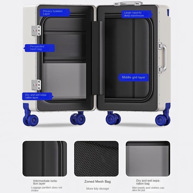 Front-opening Luggage Wide Han - Aluminum Frame Carry On Luggage 评论和价格