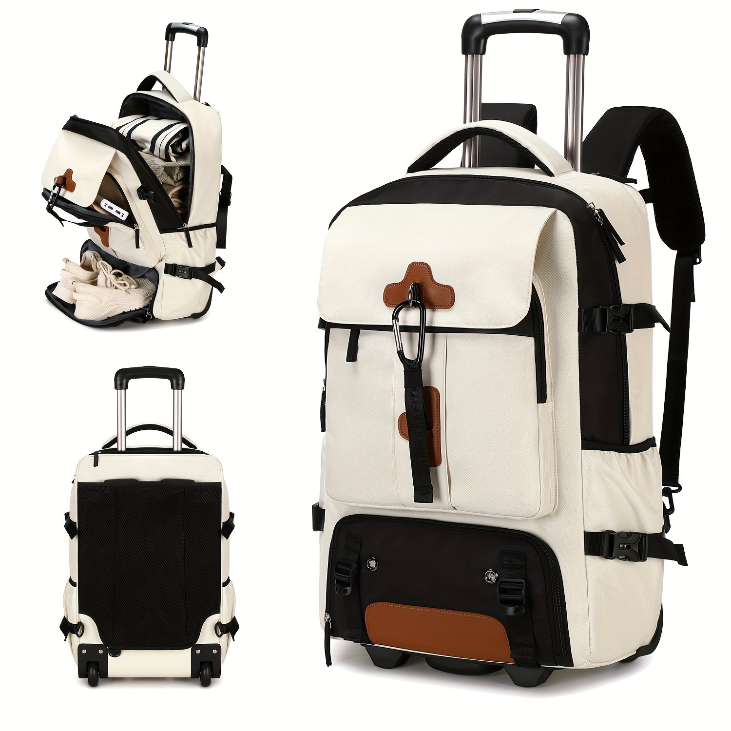 Rolling Backpack Large Capacit - Foldable Rolling Luggage Bag 评论和价格