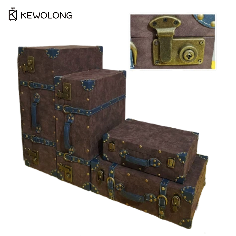 Vintage Leather Suitcase Stora - Retro Vintage Trunk Suitcase 评论和价格